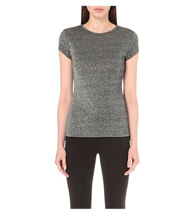 Ted Baker Misy Metallic-knit T-shirt In Silver