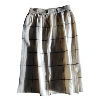 Pre-owned Basile Wool Mid-length Skirt In Beige