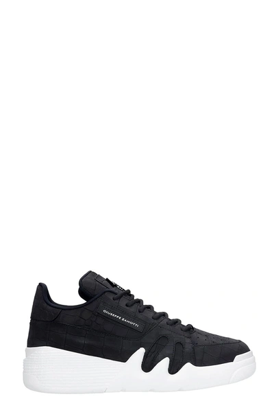 Giuseppe Zanotti Talon Croc-embossed Leather Low-top Trainers In Black
