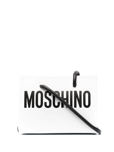 Moschino Small Logo Print Shoulder Bag In White