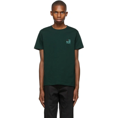Loewe Chest Embroidered Logo T-shirt In Green