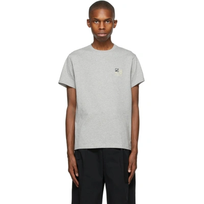 Loewe Anagram-embroidered Cotton-jersey T-shirt In Grey