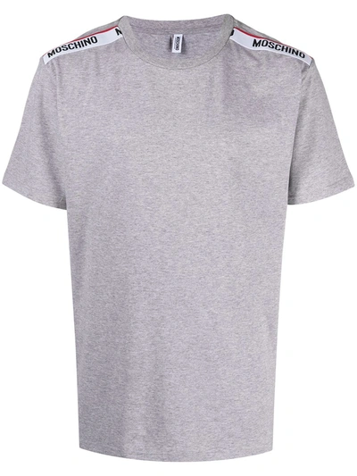 Moschino Logo-tape Lounge T-shirt In Grey
