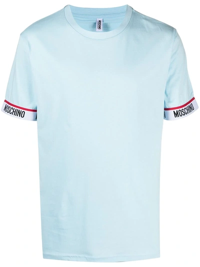 Moschino Logo-tape Lounge T-shirt In Blue