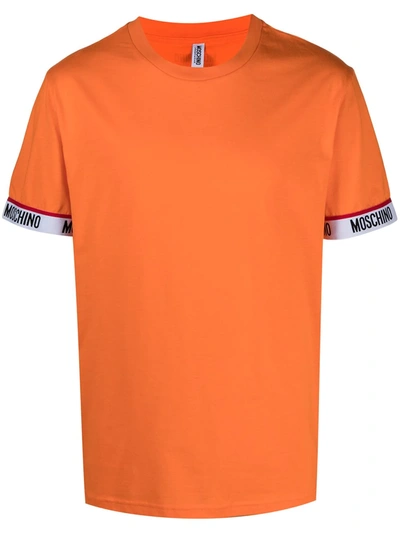 Moschino Logo-tape Lounge T-shirt In Orange