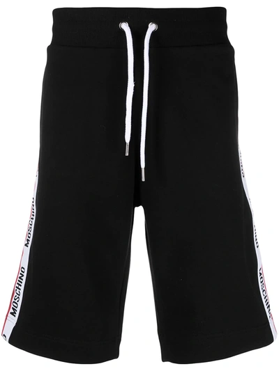 Moschino Logo-tape Lounge Shorts In Black
