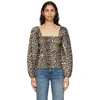 Ganni Leopard-print Cotton-poplin Peplum Blouse In Animal Print