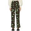 GANNI BROWN & GREEN PRINTED CREPE TROUSERS