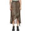 GANNI BROWN & BLACK MESH PRINTED WRAP SKIRT