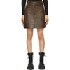 GANNI BROWN LEATHER WASHED MINISKIRT