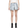 ALEXANDER WANG BLUE BLEACHED DENIM TIE FRONT SKORT