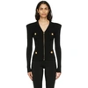 BALMAIN BLACK ZIPPED CARDIGAN