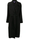 Polo Ralph Lauren Ainsley Leather Belted Wrap Coat In Black