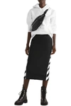 OFF-WHITE STRIPED STRETCH-JERSEY MIDI SKIRT,3074457345628865622