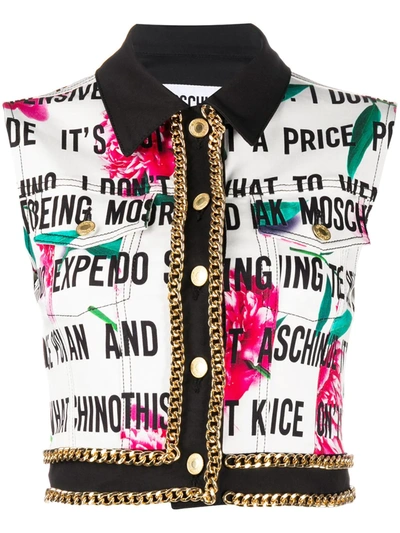 Moschino Chain-trimmed Cropped Shirt In White