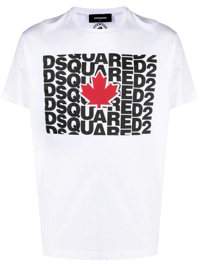 Dsquared2 Maple Leaf Logo Print T-shirt In White