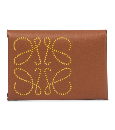 Loewe Anagram Leather Card Holder In Brown