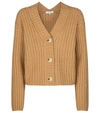 Vince V-neck Dropped-shoulder Wool And Cashmere-blend Cardigan In Brown