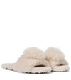 Aquazzura Foxy Pompom-embellished Shearling Slides In White