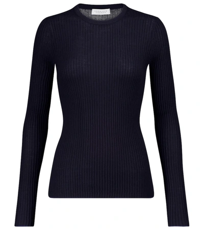 Gabriela Hearst Browning Ribbed Cashmere And Silk-blend Sweater In Blue