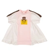 FENDI BABY LOGO COTTON-BLEND DRESS,P00530077