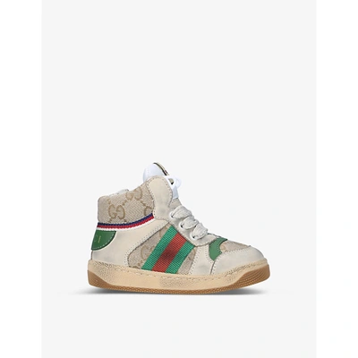 Gucci Screener Leather High-top Trainers 1-4 Years In Beige Comb