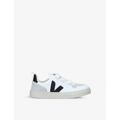Veja V10 Leather Trainers 6-9 Years In White
