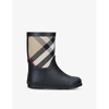 BURBERRY GIRLS BLK/OTHER KIDS RANMOOR CHECKED RUBBER WELLINGTON BOOTS 5-9 YEARS 11,R03699552