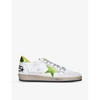 GOLDEN GOOSE GOLDEN GOOSE MEN'S WHITE/COMB MEN'S BALLSTAR METALLIC DISTRESSED LEATHER LOW-TOP TRAINERS,40858298