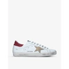 GOLDEN GOOSE MENS WHITE/OTH MEN'S SUPERSTAR DISTRESSED LEATHER LOW-TOP TRAINERS 9,R03661135