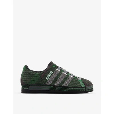 Adidas Statement Adidas X Craig Green Superstar Embroidered Microsuede Trainers In Utility Black Core Black