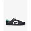 GUCCI MEN'S NEW ACE CONTRAST-LOGO LEATHER TRAINERS,R03719237