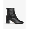 WHISTLES ELORA HEELED CROCODILE-EMBOSSED LEATHER BOOTS,R03701697