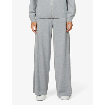 Johnstons Marla Relaxed Wide-leg Mid-rise Wool Jogging Bottoms In Silver