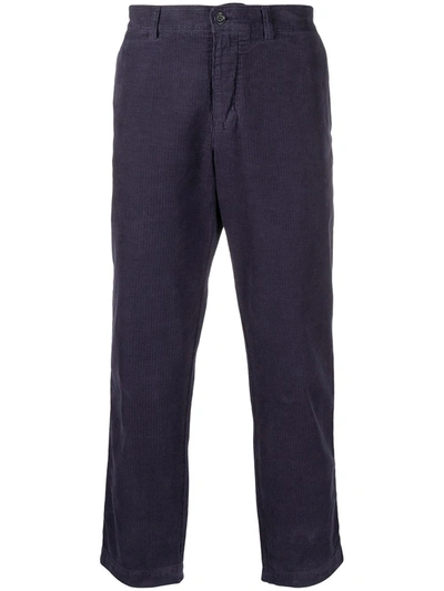 Ymc You Must Create Mid-rise Textured Cropped Trousers In Blue