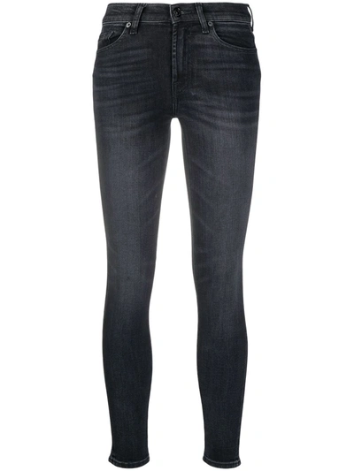 7 For All Mankind Slim Illusion High-rise Cropped Skinny Jeans In Black