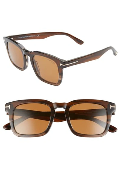 Tom Ford Dax 50mm Square Sunglasses In Shiny Black/ Smoke