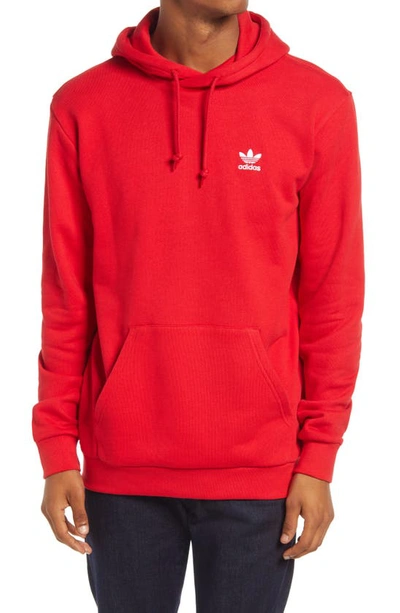 Adidas Originals Essentials Hoodie In Red With Small Logo