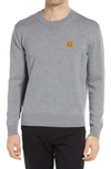Kenzo Tiger Crest Crewneck Wool Sweater In Grey