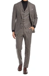 SUITSUPPLY CHECK THREE PIECE WOOL BLEND SUIT,P5540I