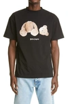 Palm Angels Bear Graphic Tee In Black/ Brown
