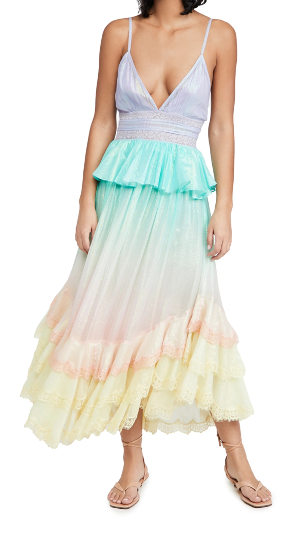 club l rainbow sequin wrap front maxi dress Rainbow Dress Luba Rainbow Lurex Club L London Club L Rainbow Sequin Wrap  Front Maxi Dress