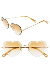 CHLOÉ ROSIE 55MM HEART SHAPED SUNGLASSES,CE150SL