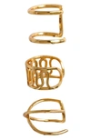 Sterling Forever Simple 3-pack Ear Cuff Set In Gold