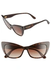 Dolce & Gabbana 56mm Cat Eye Sunglasses In Black/ Grey Gradient