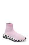 Balenciaga Speed Graffiti Sock Sneakers In Pink