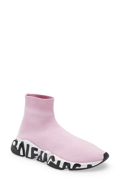 Balenciaga Speed Graffiti Sock Sneakers In Pink