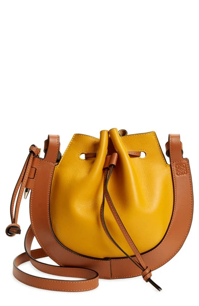 Loewe Small Horseshoe Colorblock Leather Saddle Bag In Narcissus Yellow/tan
