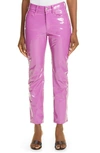 SIMON MILLER STRAIGHT LEG FAUX PATENT LEATHER PANTS,W009-3088-92434