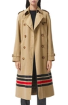 BURBERRY THE WATERLOO STRIPE RELAXED FIT COTTON TRENCH COAT,8036762